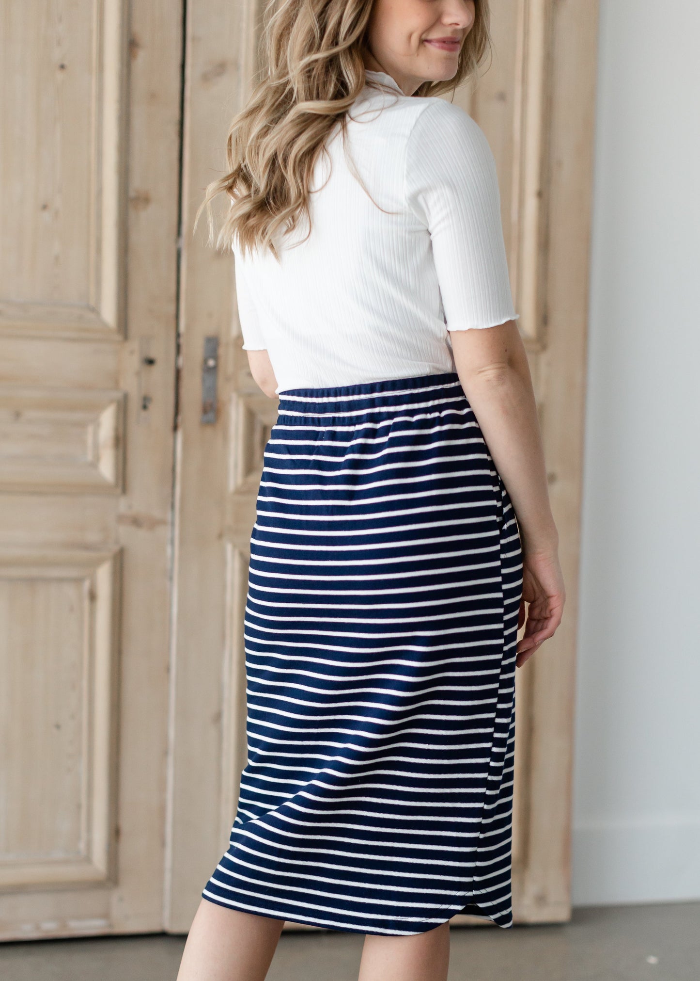 Striped Skirt With Elastic Waist Band Skirts Polagram