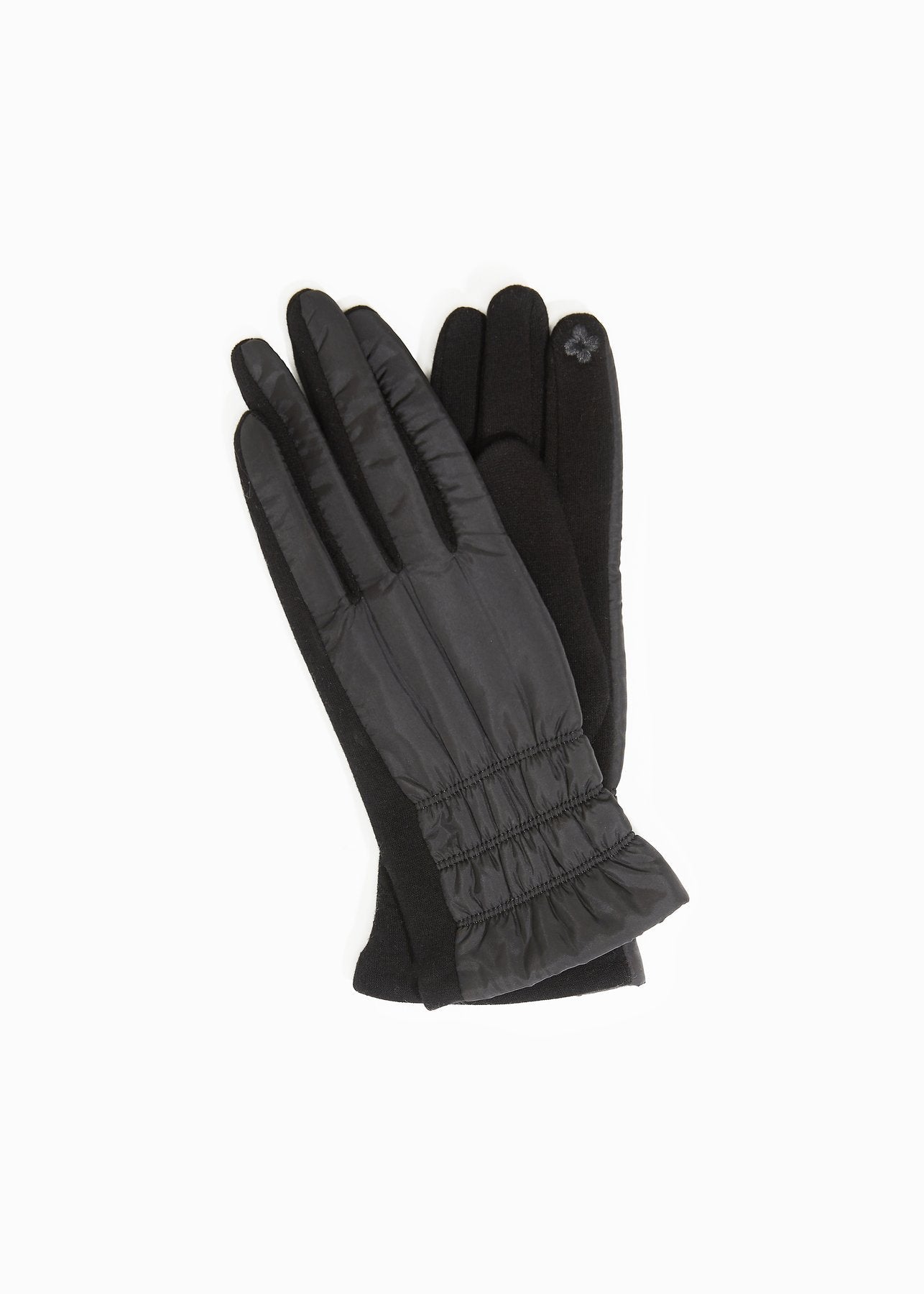 Striped Stitch Puffer Gloves-FINAL SALE Accessories Black