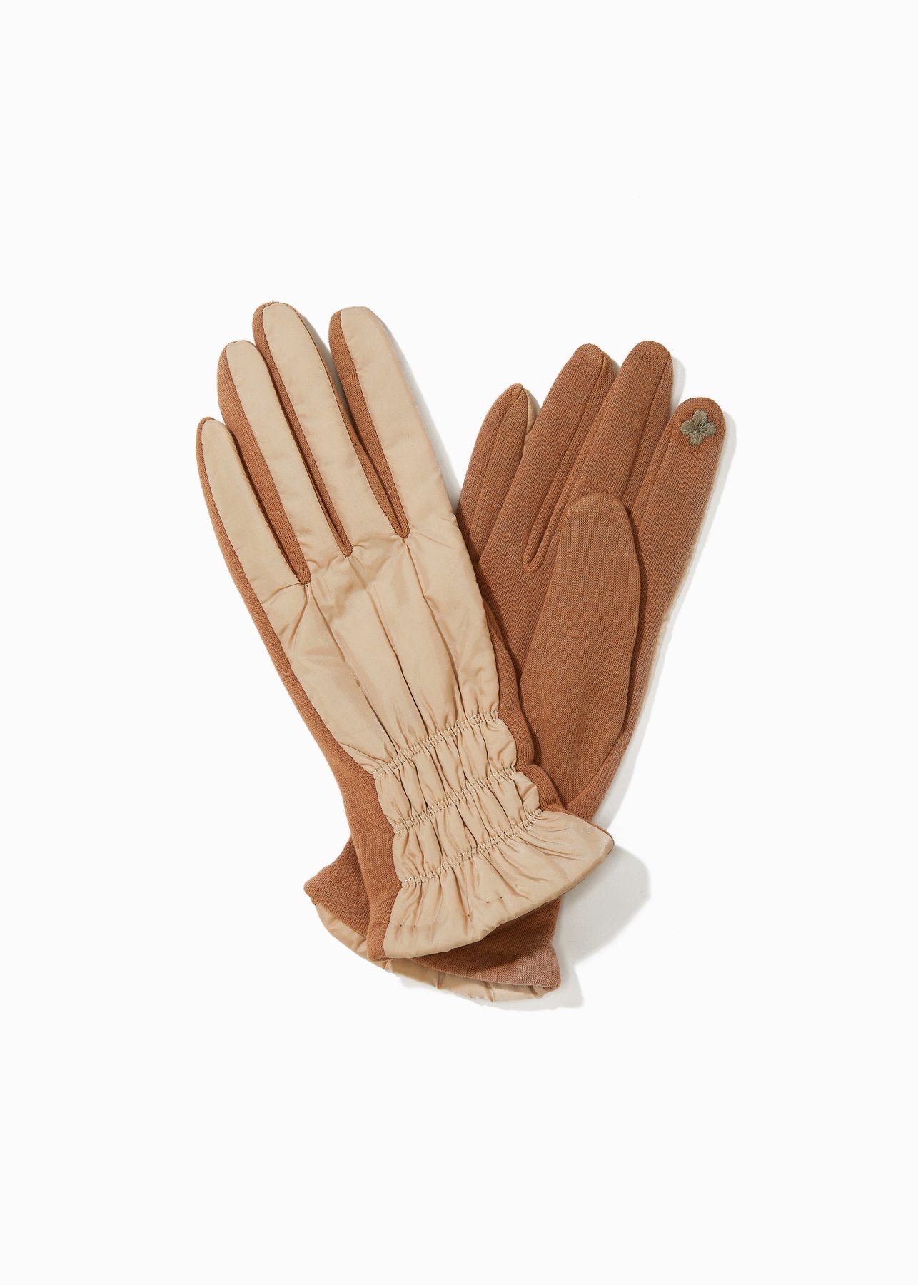 Striped Stitch Puffer Gloves-FINAL SALE Accessories Tan