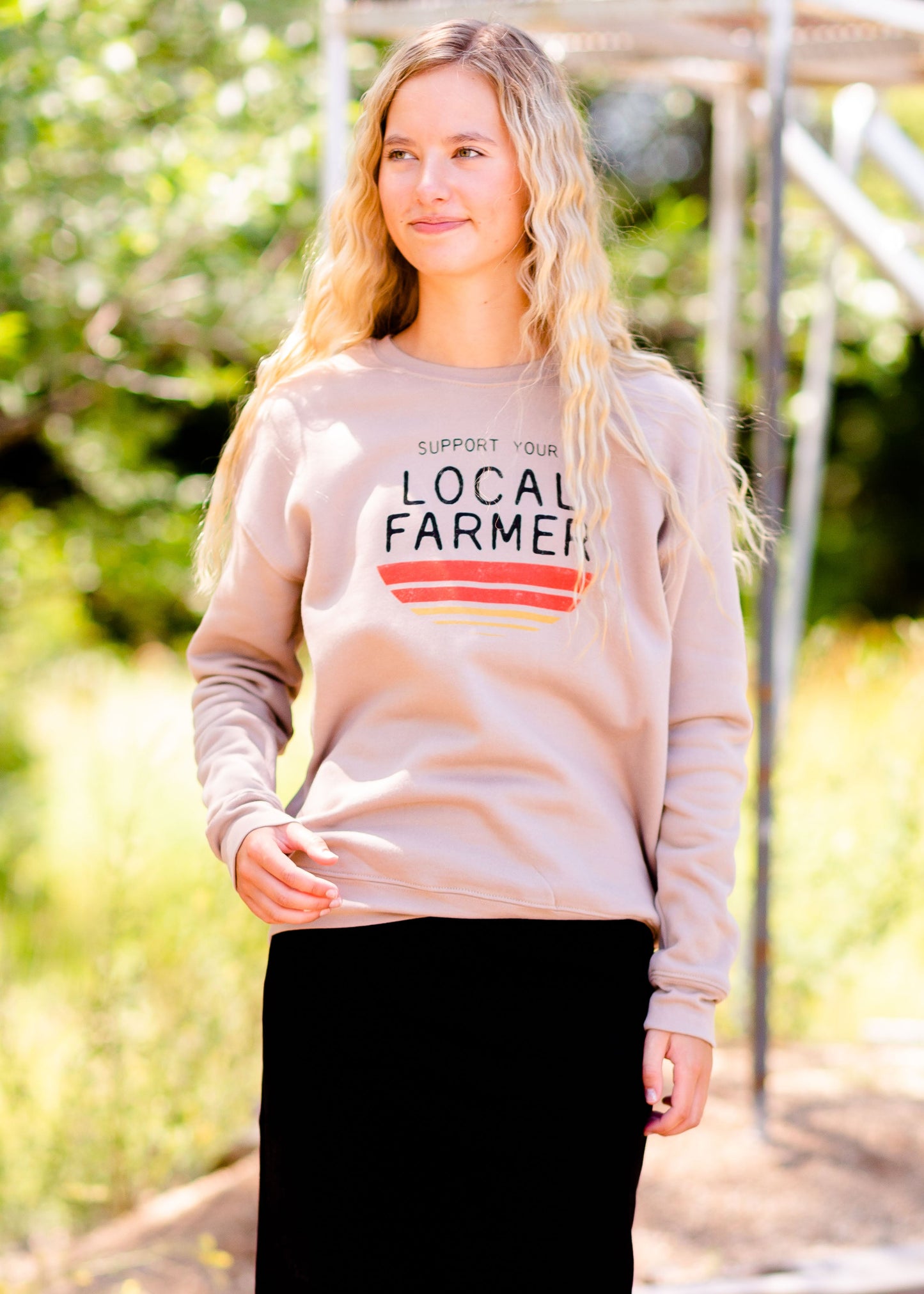 Support Your Local Farmer Crewneck Sweatshirt Tops Taupe / XL