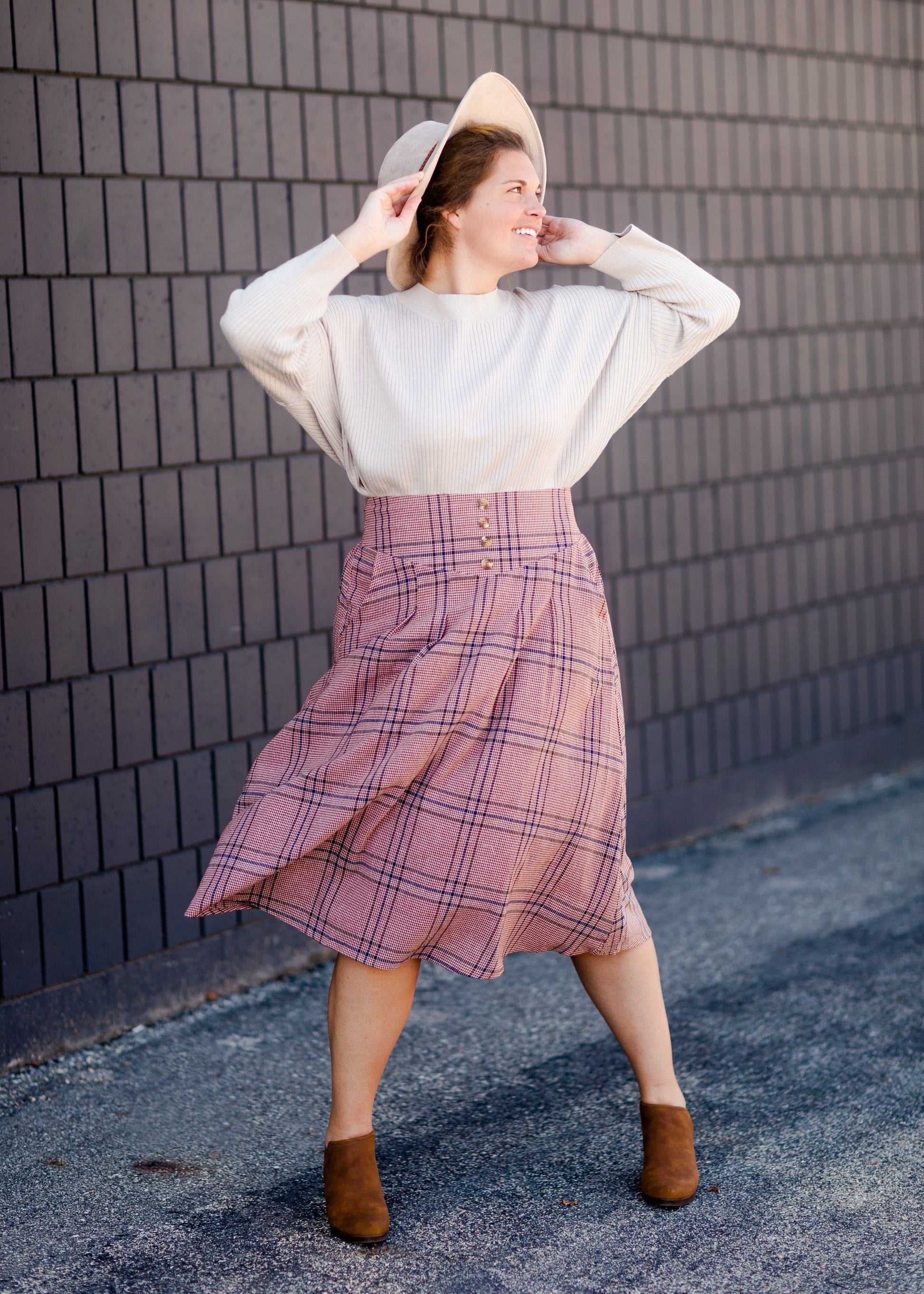 Susie Plaid A-Line Midi Skirt Skirts Inherit