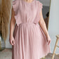 Swiss Dot Ruffle Sleeve Pleated Midi Dress Dresses Hailey & Co