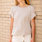 Tan Pleated Sleeve Round Neck Top Tops
