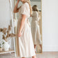 Taupe Button Up Puff Sleeve Dress Dresses Hayden Los Angeles