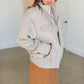 Taupe Collar Zipper Pocket Jacket Tops Pologram