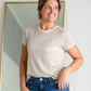 Taupe & Cream Striped Simple Tee Shirt Mod Ref