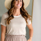 Taupe & Cream Striped Simple Tee Shirt Mod Ref