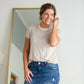Taupe & Cream Striped Simple Tee Shirt Mod Ref