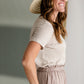 Taupe & Cream Striped Simple Tee Shirt Mod Ref