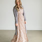 Taupe Floral Smocking Waist Maxi Dress Dresses