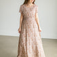 Taupe Floral Smocking Waist Maxi Dress Dresses