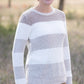 Taupe + Ivory Stripe Waffle Knit Sweater - FINAL SALE Tops Staccato