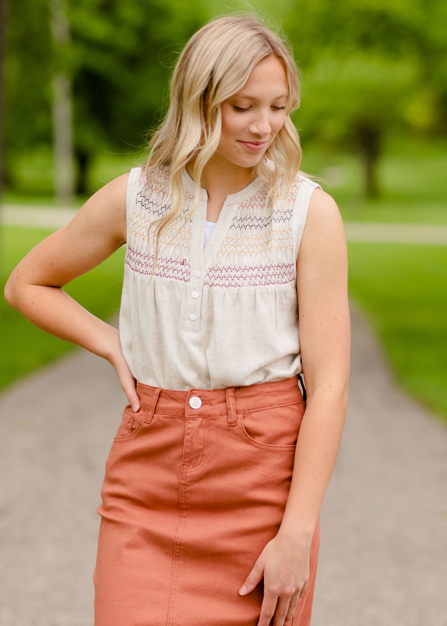 Taupe Multi Color Tank Top Tops