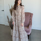 Taupe Ruffle Button Up Floral Chiffon Maxi Dress Dresses Hayden