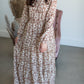 Taupe Ruffle Button Up Floral Chiffon Maxi Dress Dresses Hayden