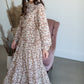 Taupe Ruffle Button Up Floral Chiffon Maxi Dress Dresses Hayden