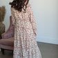 Taupe Ruffle Button Up Floral Chiffon Maxi Dress Dresses Hayden