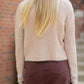 Taupe Solid Casual Knit Cardigan Tops Love Tree