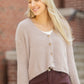 Taupe Solid Casual Knit Cardigan Tops Love Tree