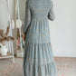 Teal Floral Smocked Tiered Maxi Dress Dresses Mikarose