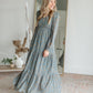 Teal Floral Smocked Tiered Maxi Dress Dresses Mikarose