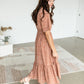 Terracotta Button Up Flutter Sleeve Dress Dresses