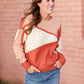 Texture Color Block Long Sleeve Sweater Top Tops Tea N Rose