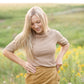 Textured Half Sleeve Mock Neck Top Tops Grade & Gather