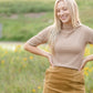 Textured Half Sleeve Mock Neck Top Tops Grade & Gather
