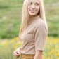 Textured Half Sleeve Mock Neck Top Tops Grade & Gather