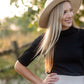Textured Half Sleeve Mock Neck Top Tops Grade & Gather