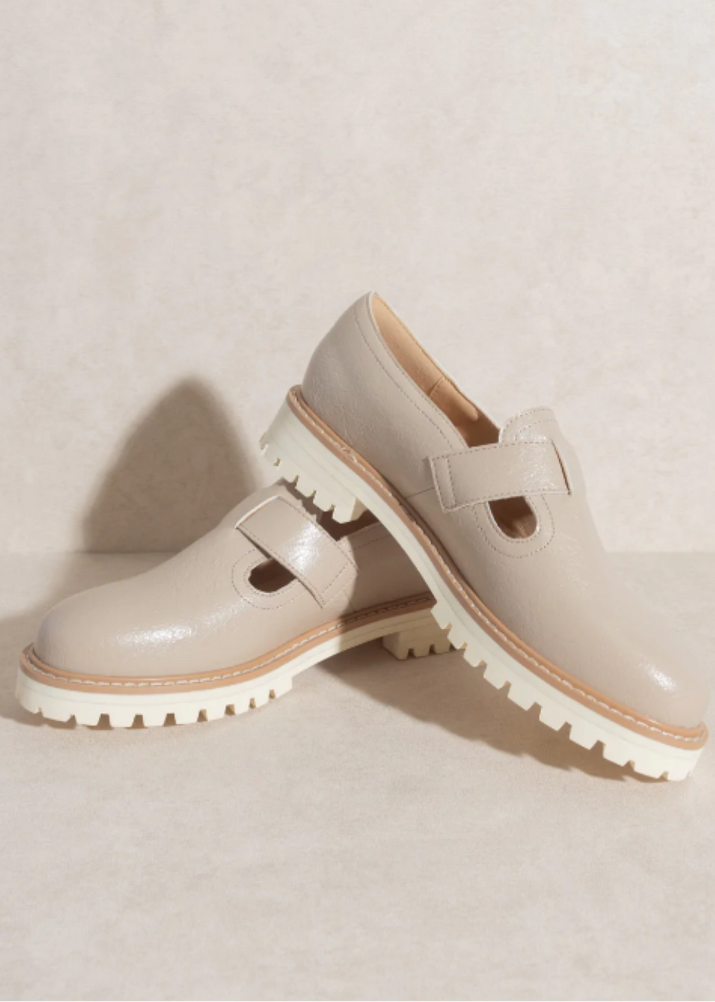 The Amelia Taupe Buckle Strap Loafers Shoes