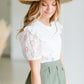 The Averie Eyelet Sleeve Tee Shirt Shirt White / S