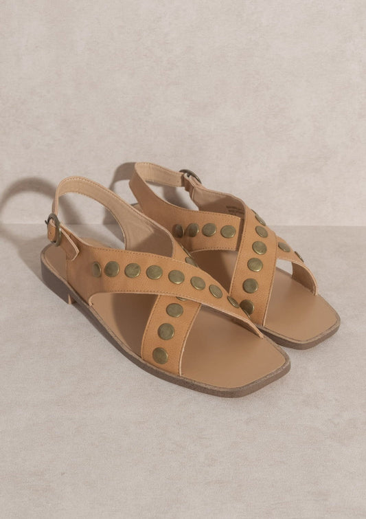 The Kylie Two Strap Square Toe Sandals Accessories Oasis Society Brown / 6