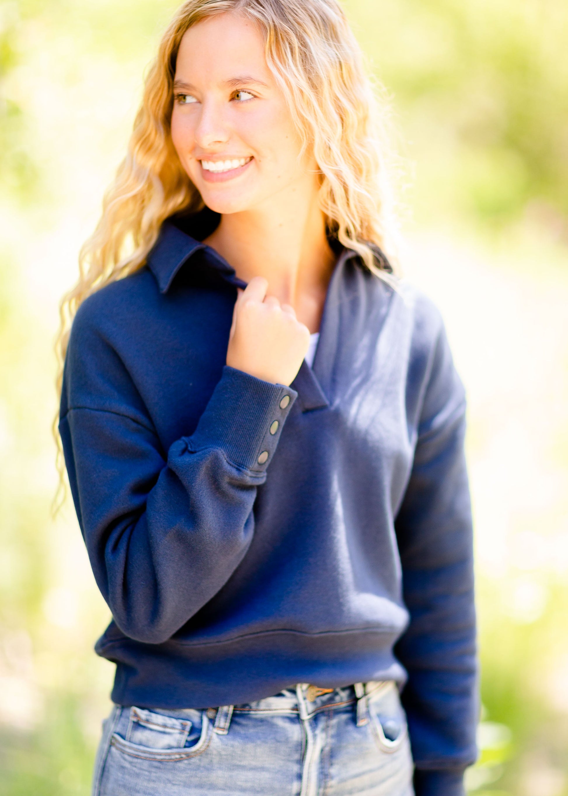 The Long Sleeve Maeve Sweatshirt Tops Navy / S