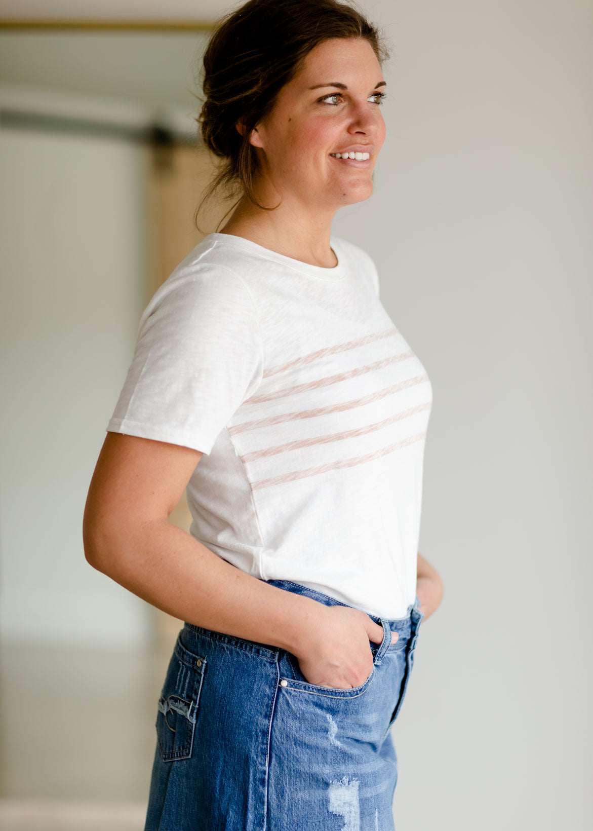 The Raelynn Short Sleeve Striped Top Shirt Thread & Supply