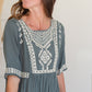Tiered Embroidered Half Sleeve Maxi Dress Dresses Tea & Rose