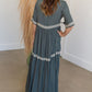 Tiered Embroidered Half Sleeve Maxi Dress Dresses Tea & Rose