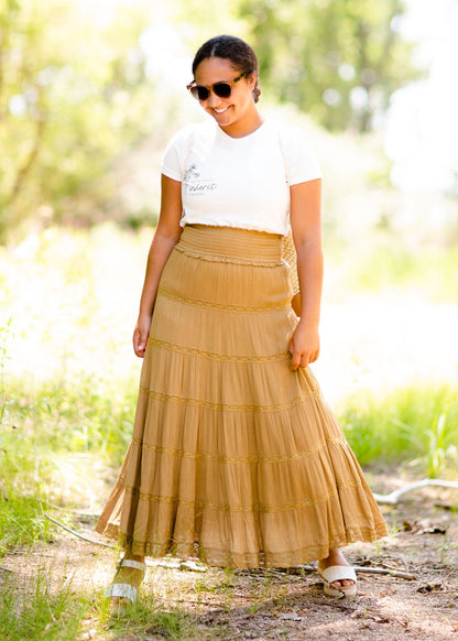 Tiered Lace Accent Maxi Skirt - FINAL SALE Skirts