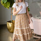 Tiered Midi Skirt with Smocked Waist Skirts Polagram