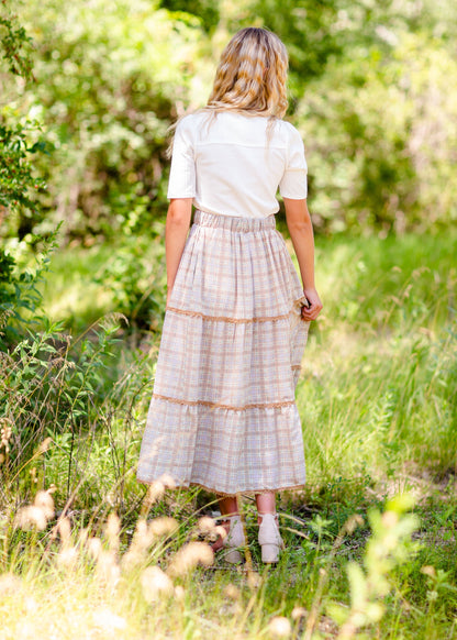 Tiered Plaid Maxi Skirt Skirts