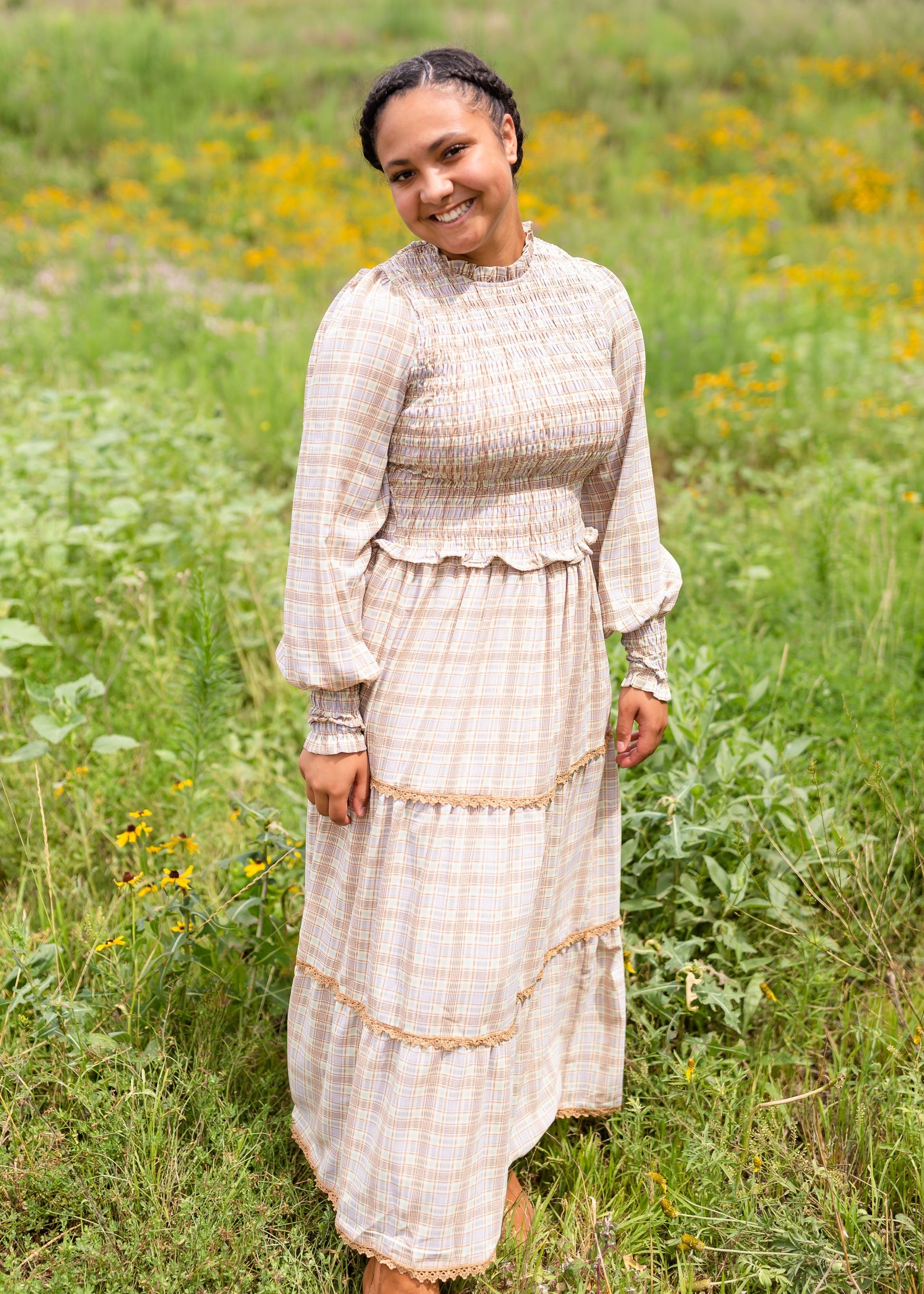 Tiered Plaid Maxi Skirt Skirts