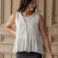 Tiered Racerback Button Down Babydoll Top Shirt Be Cool Ivory / S