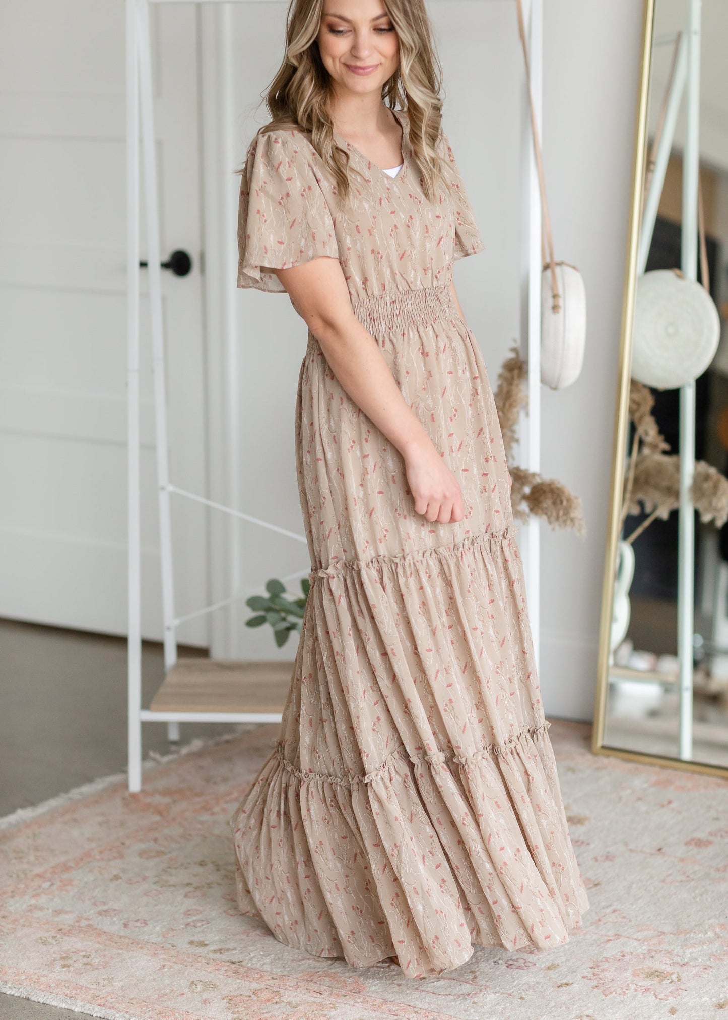 Tiered Ruffle Sleeve Maxi Dress Dresses Mikarose