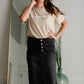 Tiffany Black Denim Midi Skirt Sheer Dent Beauty