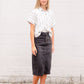 Tiffany Black Denim Midi Skirt Skirts