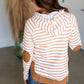 Toffee Striped Drawstring Hoodie Tops Doe & Rae