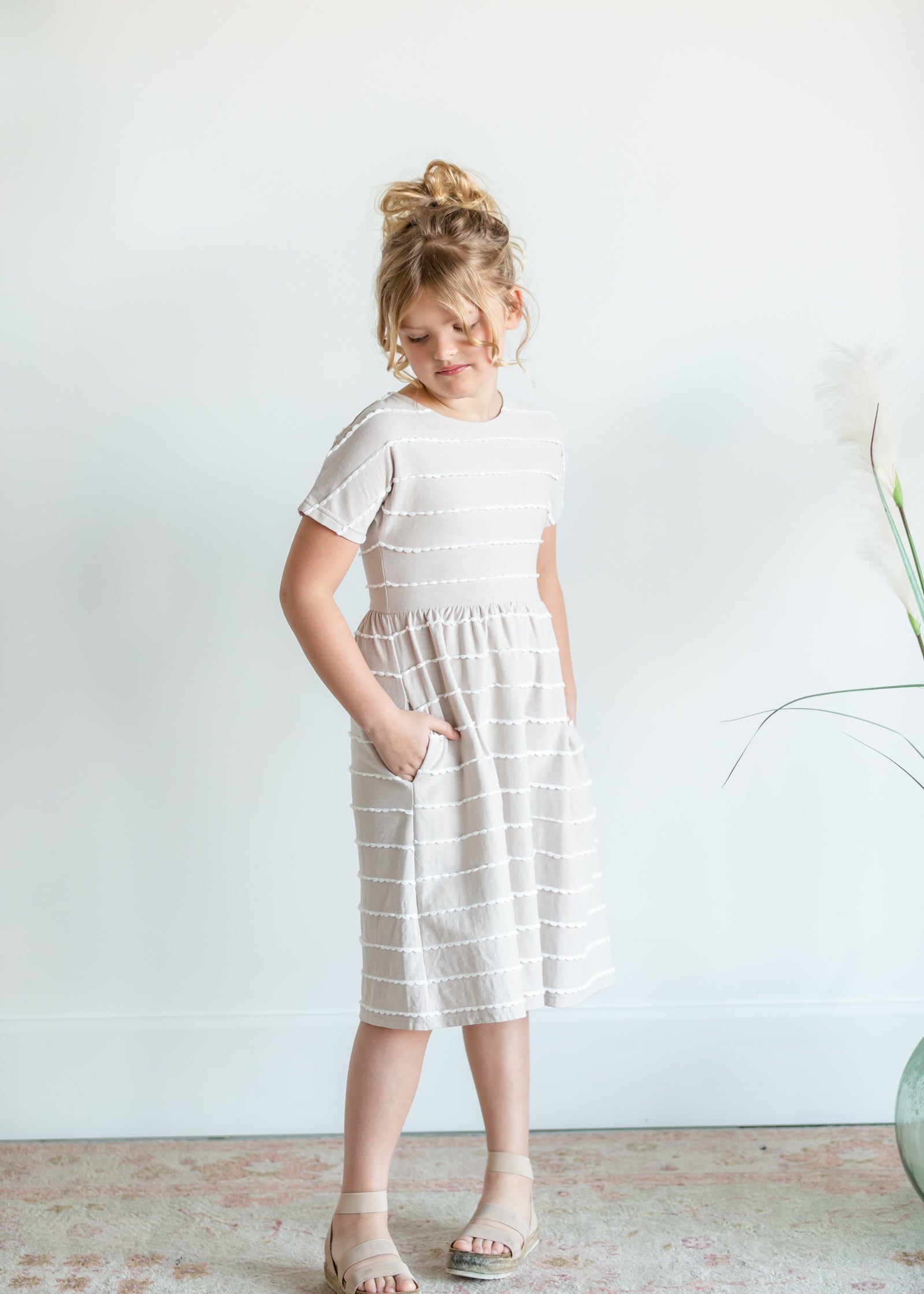 Tory Girls Natural Scalloped Midi Dress Dresses Dongguan Haohoo Clothing