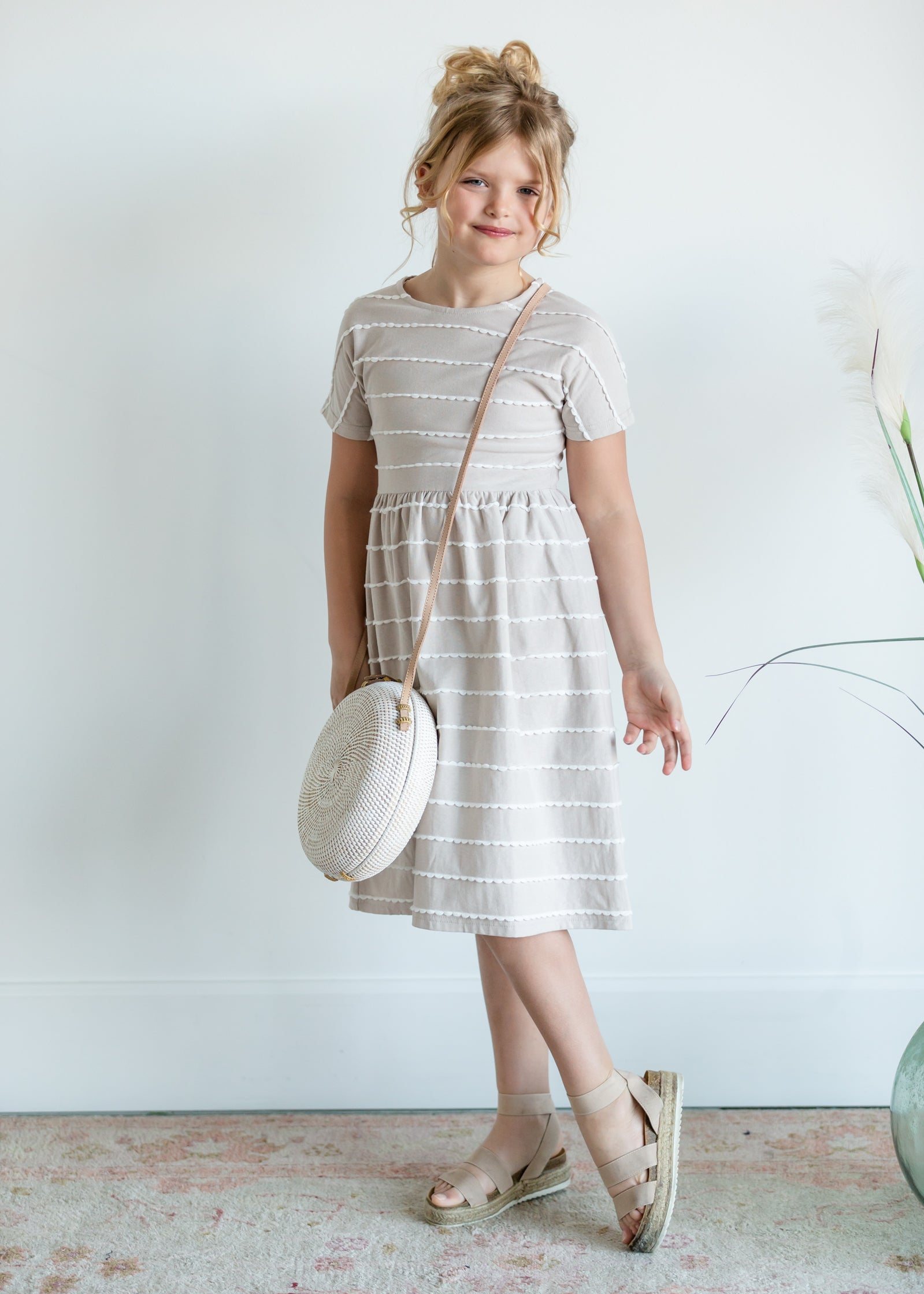 Tory Girls Natural Scalloped Midi Dress Dresses Dongguan Haohoo Clothing
