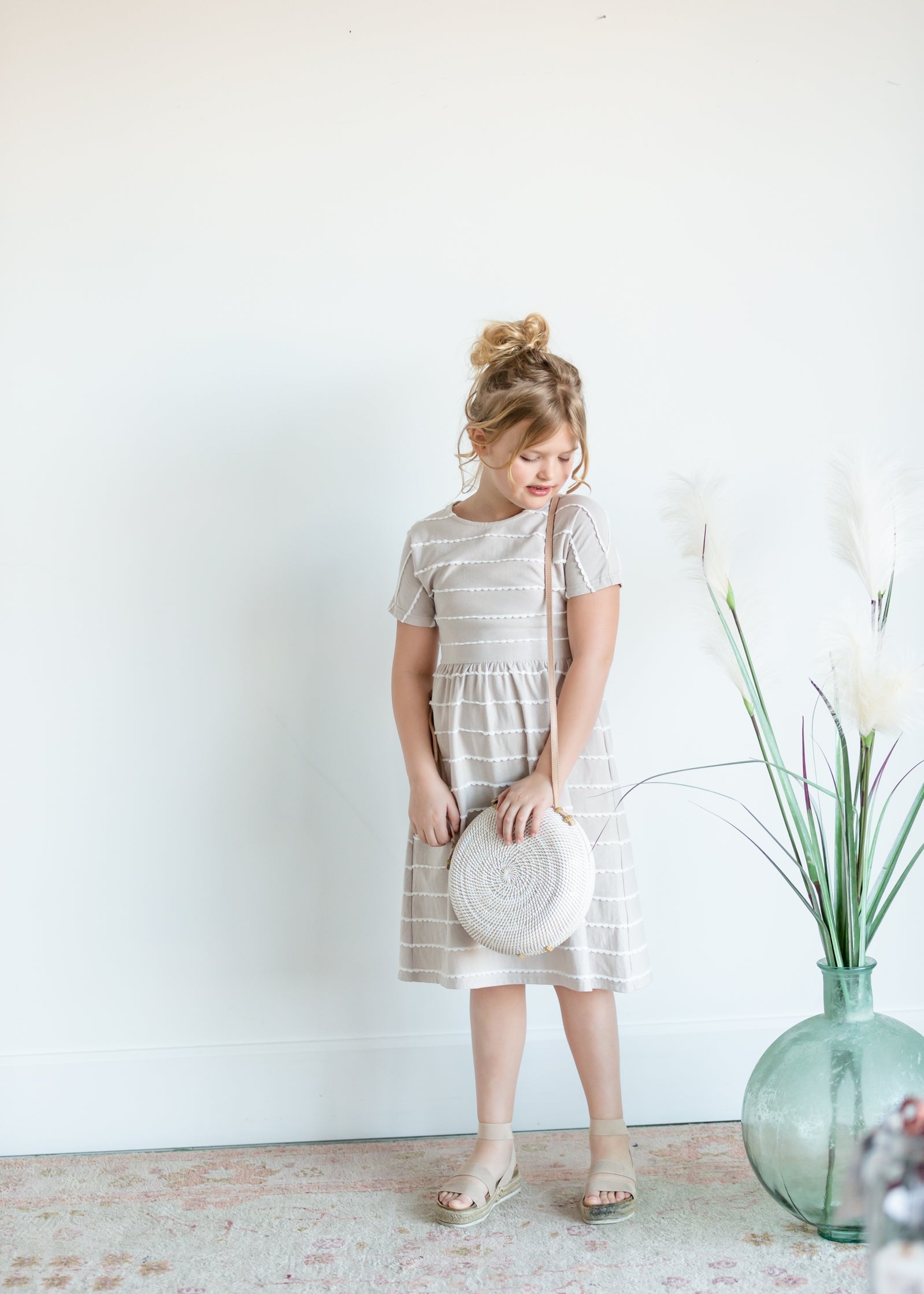 Tory Girls Natural Scalloped Midi Dress Dresses Dongguan Haohoo Clothing